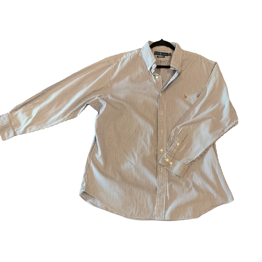 Men’s Ralph Lauren Blue and White Casual Button Down Shirt